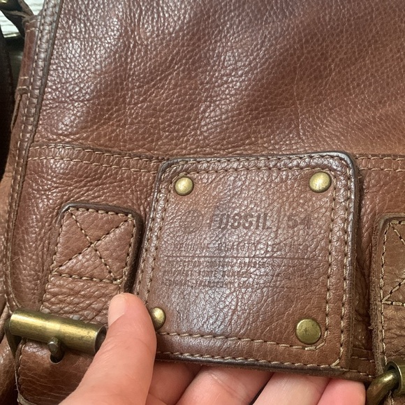 Fossil Leather Messenger Bag book bag school bag Back to school - Picture 2 of 10